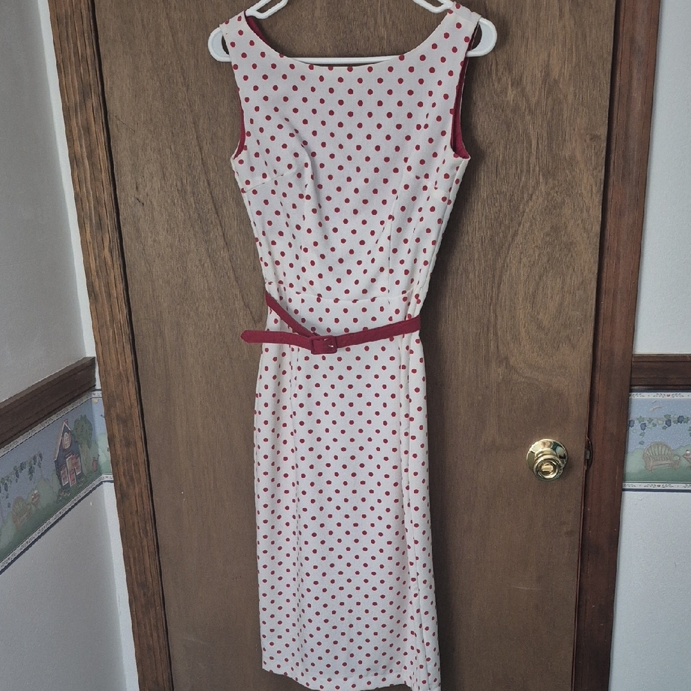 Bettie Page Red Polka Dot Midi Dress